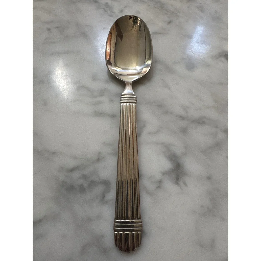 Wallace Silver Chardonnay Stainless Teaspoon Ribbed Glossy 18/10 Flatware 6.25